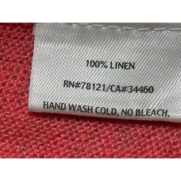 Eileen Fisher Linen Open Front Cardigan Sweater Womens Size M Coral Short Sleeve - Picture 5 of 8